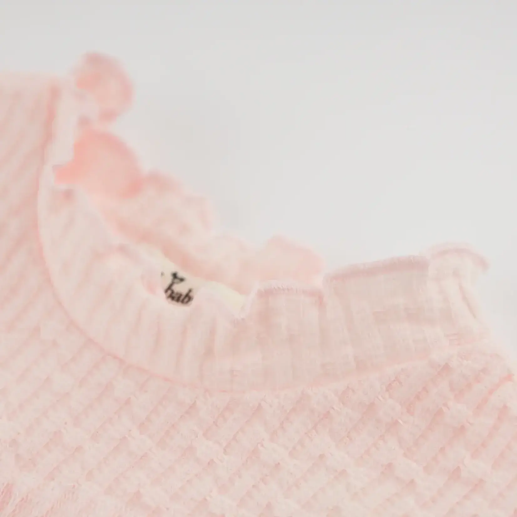 Oh Baby! Oh Baby Barely Pink Mini Bow Rib Ruffle Bow Mock Neck 2pc Set