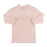 Oh Baby! Oh Baby Barely Pink Mini Bow Rib Ruffle Bow Mock Neck Top