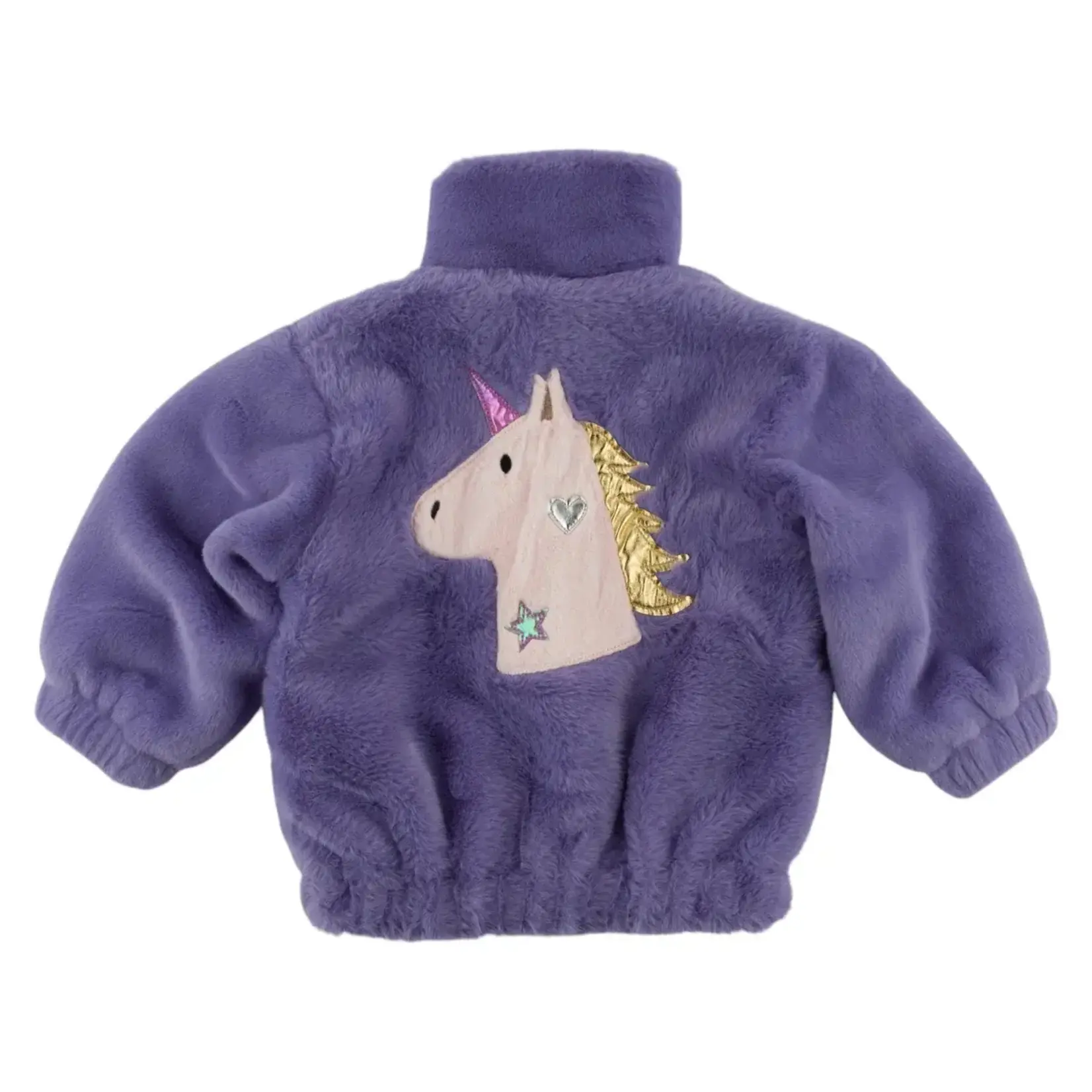 Oh Baby! Oh Baby Lavender Metallic Unicorn Applique Tahoe Coat