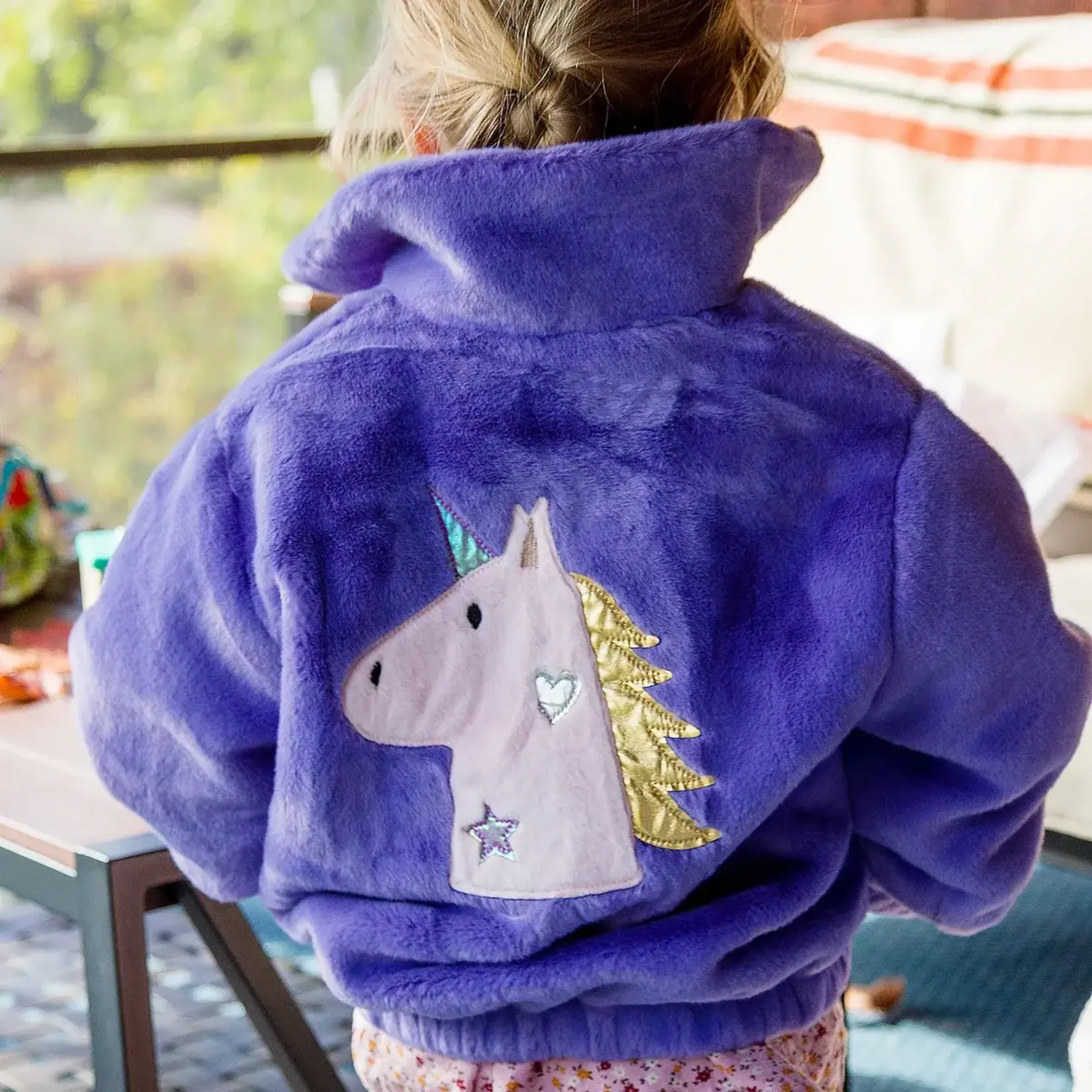 Oh Baby! Oh Baby Lavender Metallic Unicorn Applique Tahoe Coat