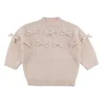 Oh Baby! Oh Baby Barely Pink Sparkle Diamond Cable Bows Knitted Sweater