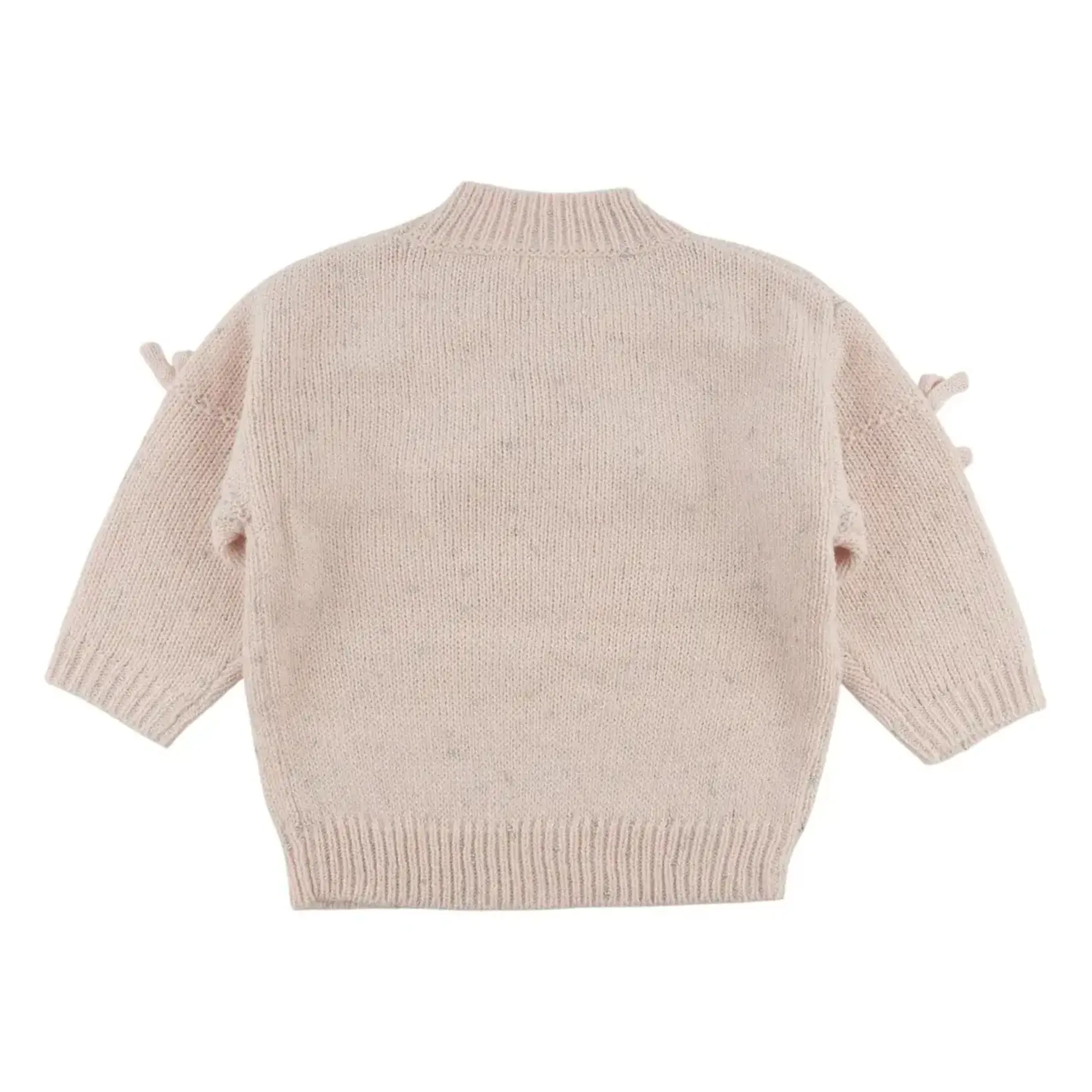 Oh Baby! Oh Baby Barely Pink Sparkle Diamond Cable Bows Knitted Sweater