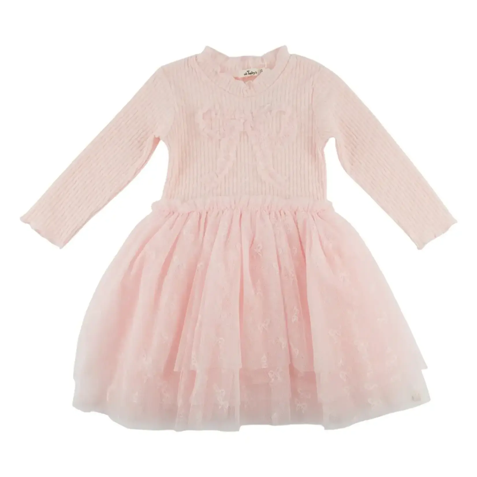 Oh Baby! Oh Baby Barely Pink Mini Bow Rib Aria Tutu Dress