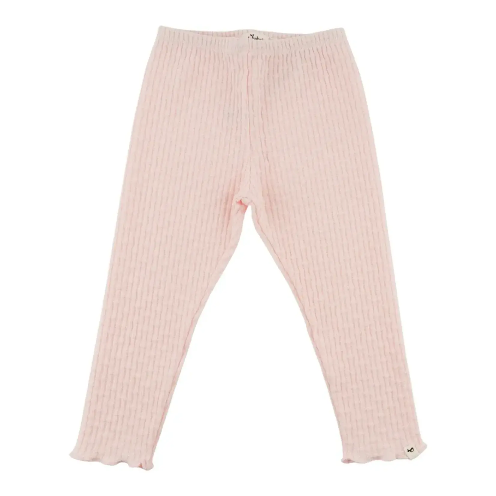 Oh Baby! Oh Baby Barely Pink Mini Bow Rib Lettuce Edge Legging