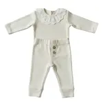 Quincy Mae Quincy Mae Natural Ruffle Collar Bodysuit And Legging Set