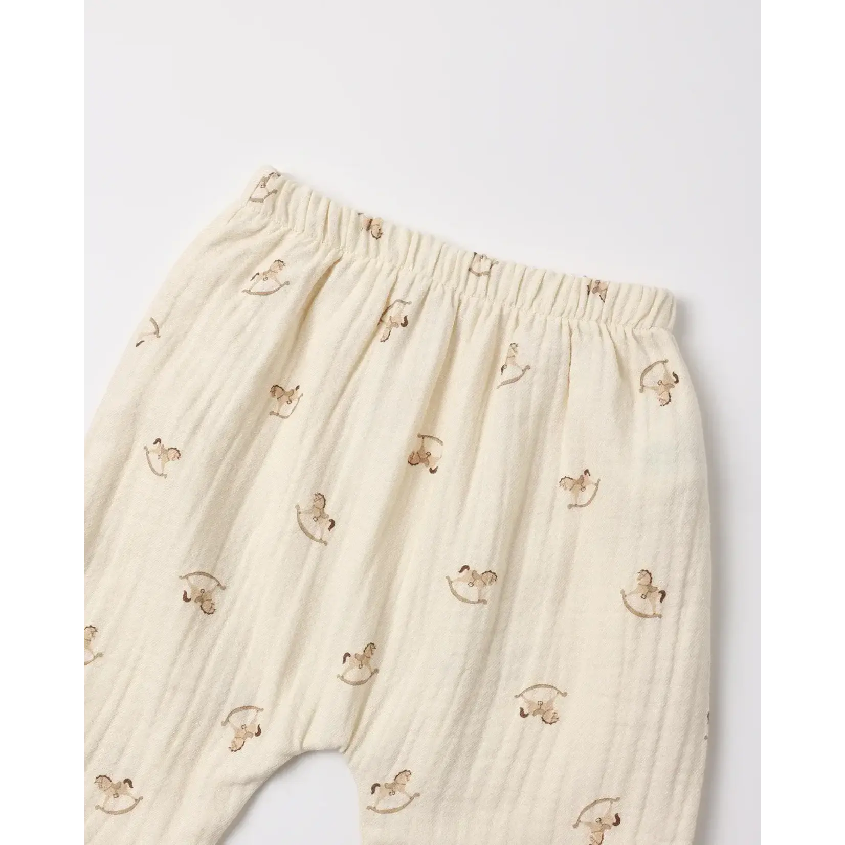 Quincy Mae Quincy Mae Natural Rocking Horse Zion Shirt And Woven Pant Set