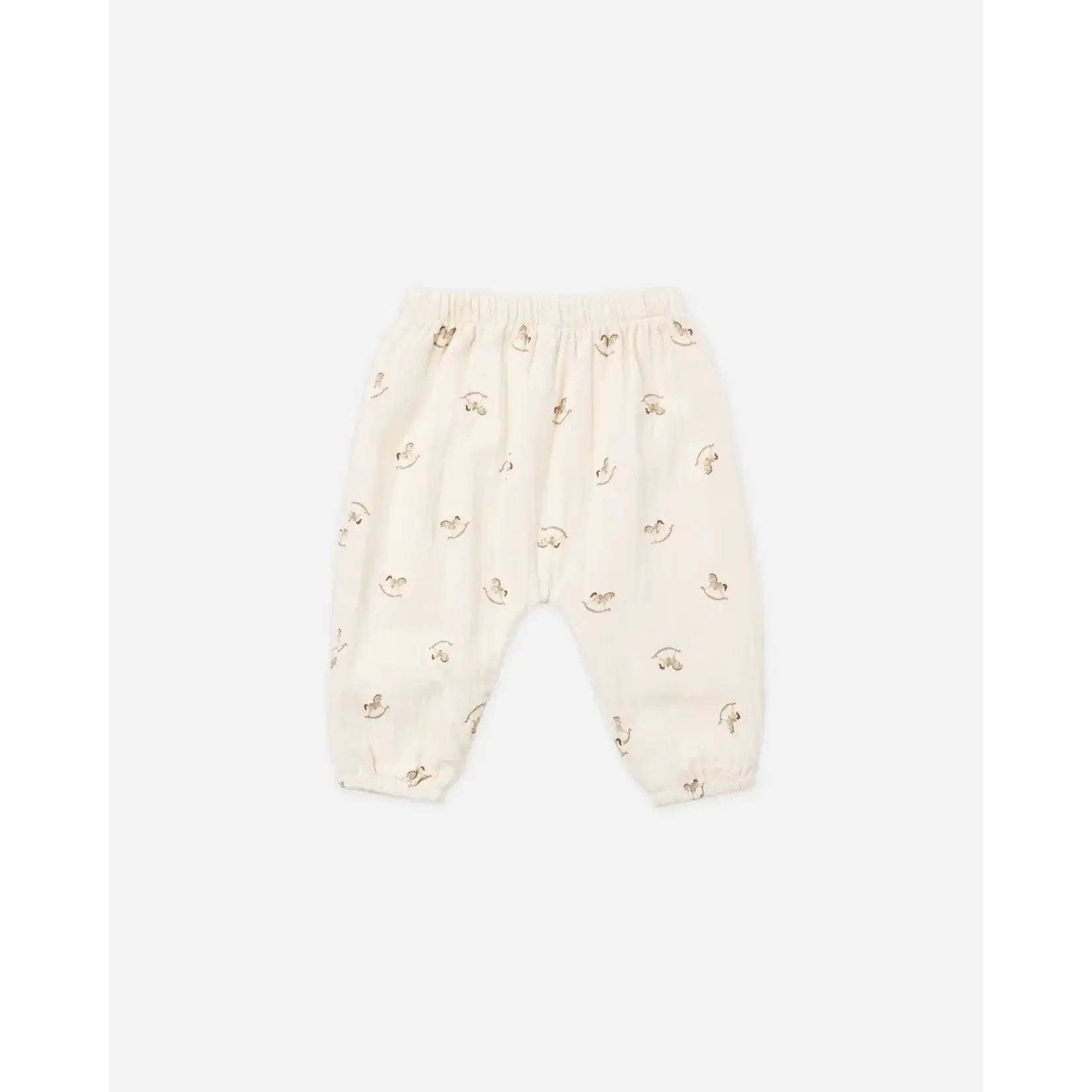 Quincy Mae Quincy Mae Natural Rocking Horse Zion Shirt And Woven Pant Set