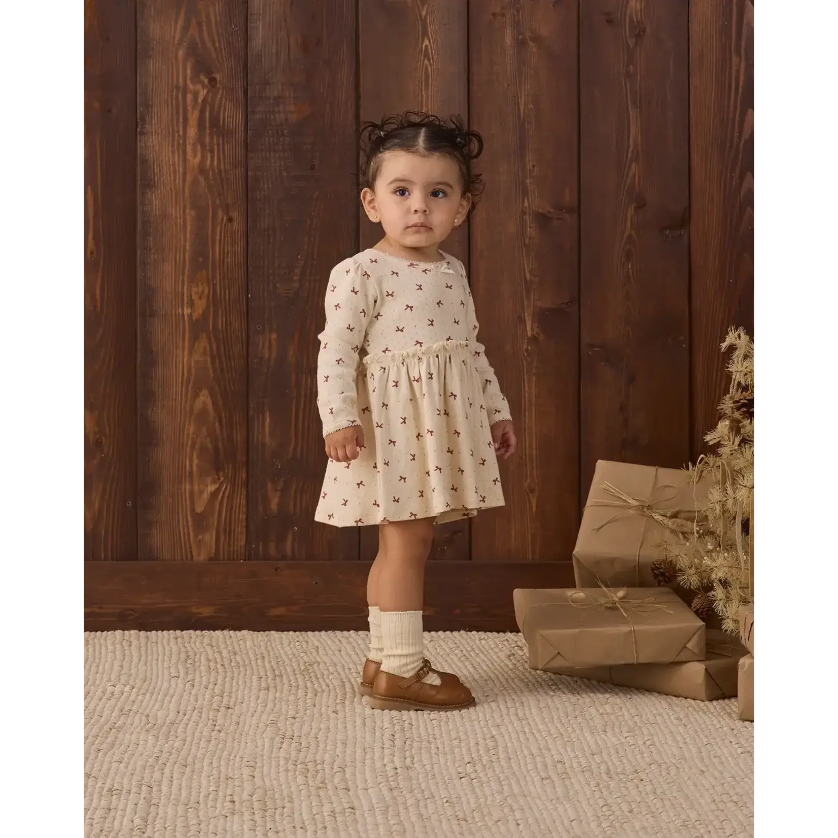 Quincy Mae Quincy Mae Natural Red Bows Alda Dress