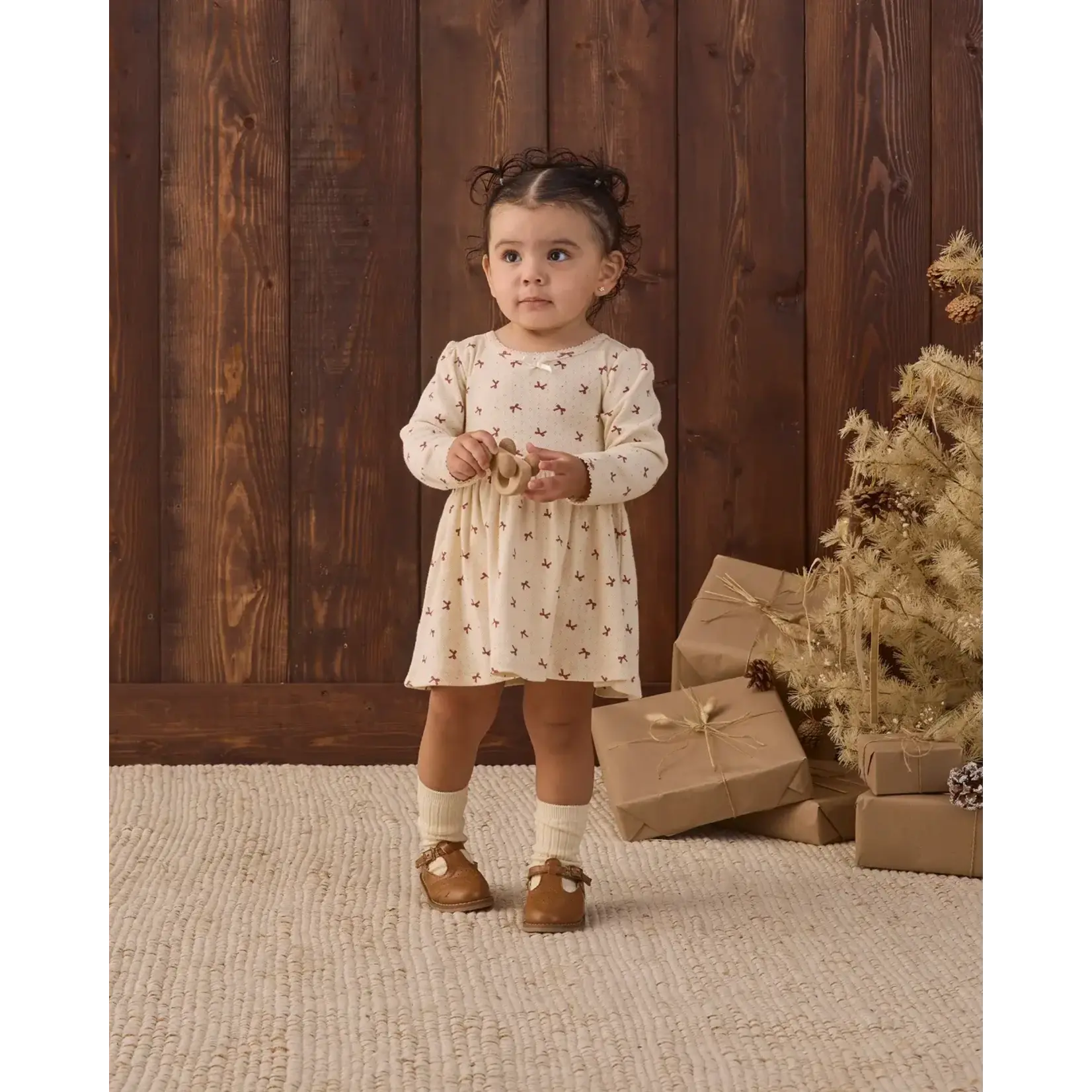 Quincy Mae Quincy Mae Natural Red Bows Alda Dress
