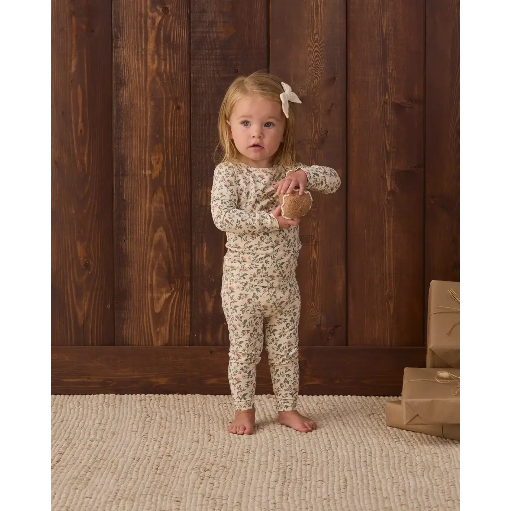 Quincy Mae Quincy Mae Natural Holiday Floral Bamboo PJ Set
