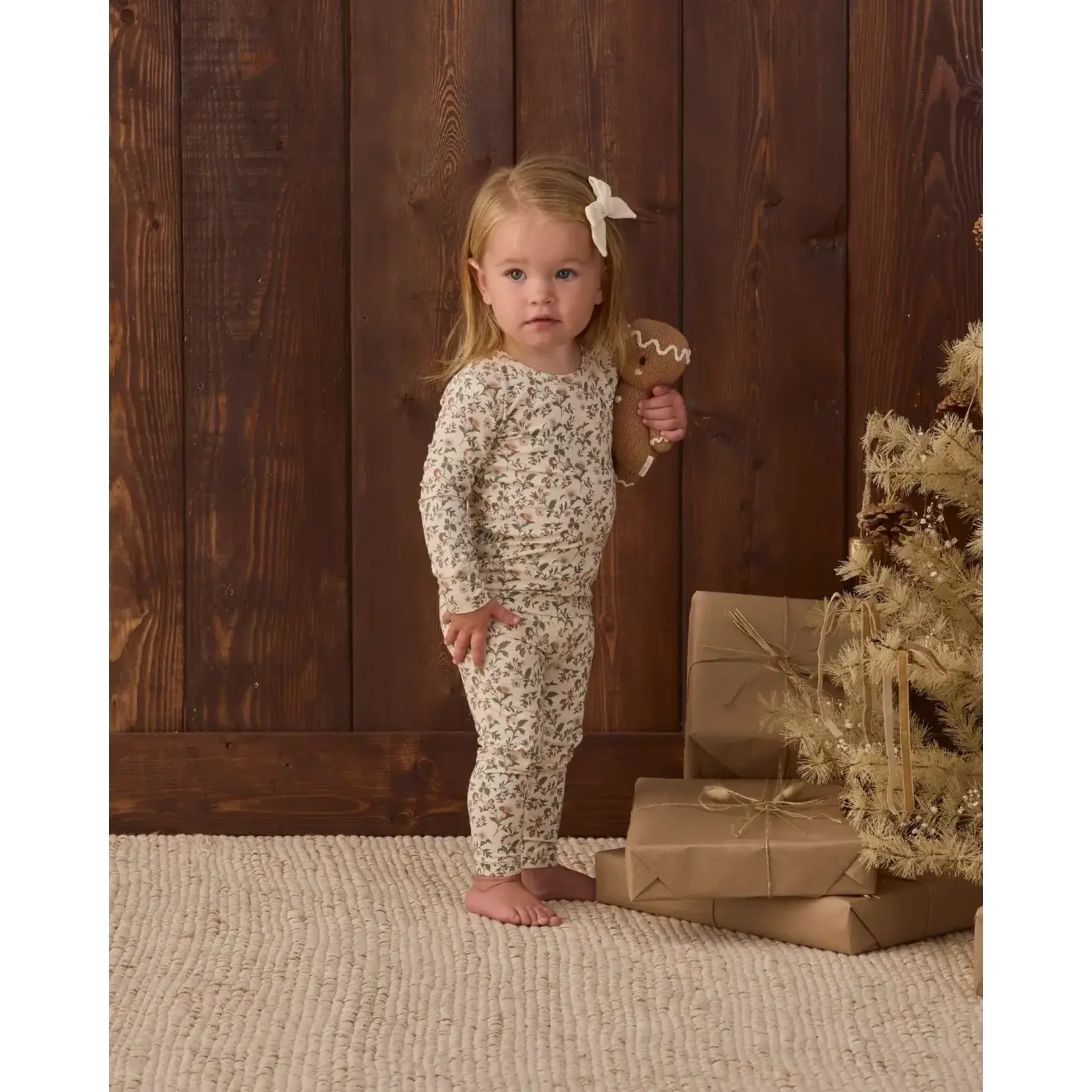 Quincy Mae Quincy Mae Natural Holiday Floral Bamboo PJ Set