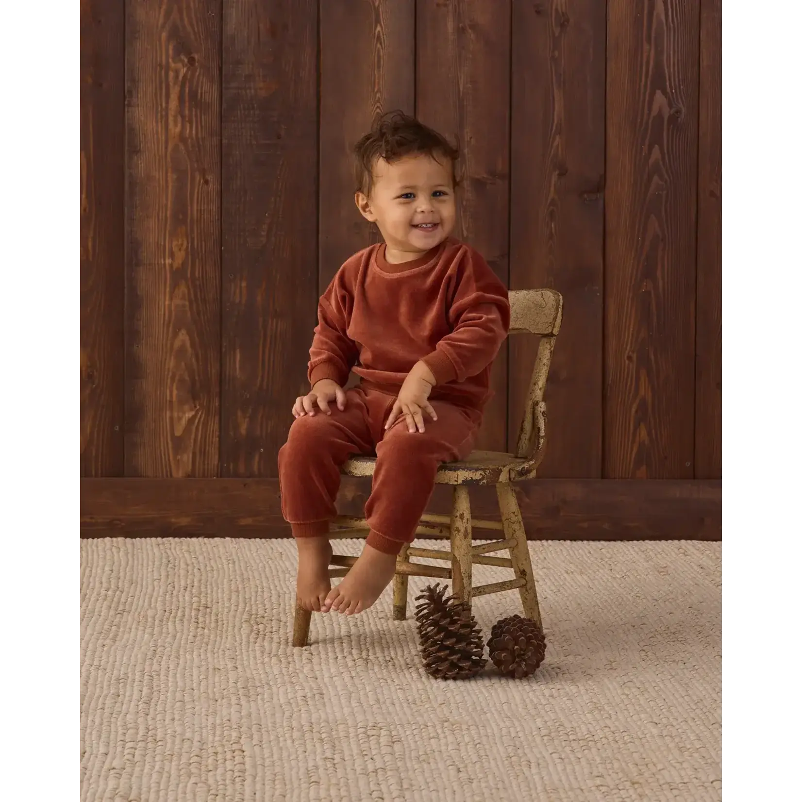 Quincy Mae Quincy Mae Redwood Velour Relaxed Sweatshirt & Sweatpant Set