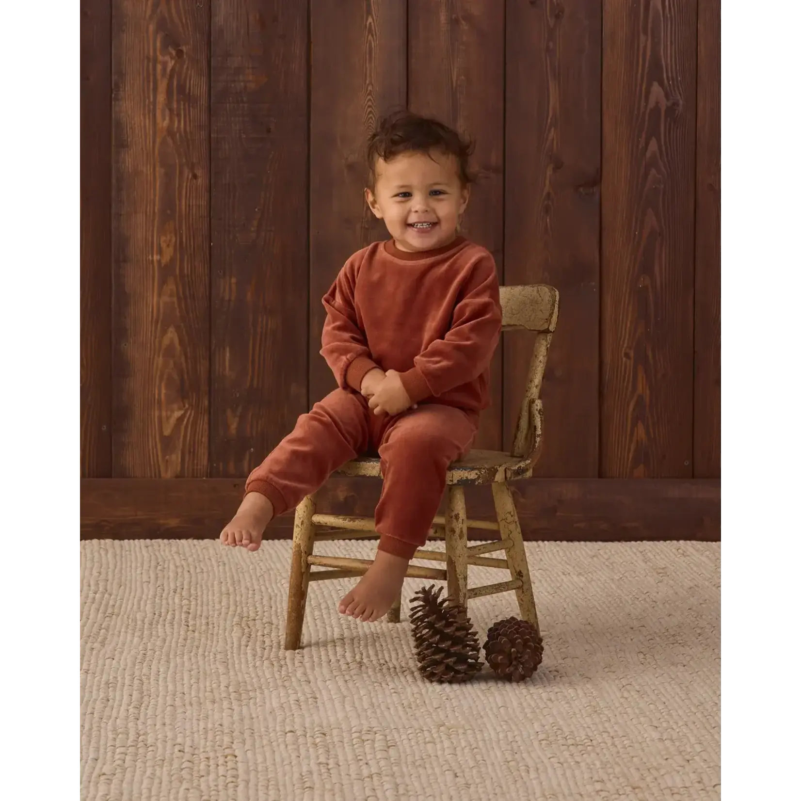 Quincy Mae Quincy Mae Redwood Velour Relaxed Sweatshirt & Sweatpant Set