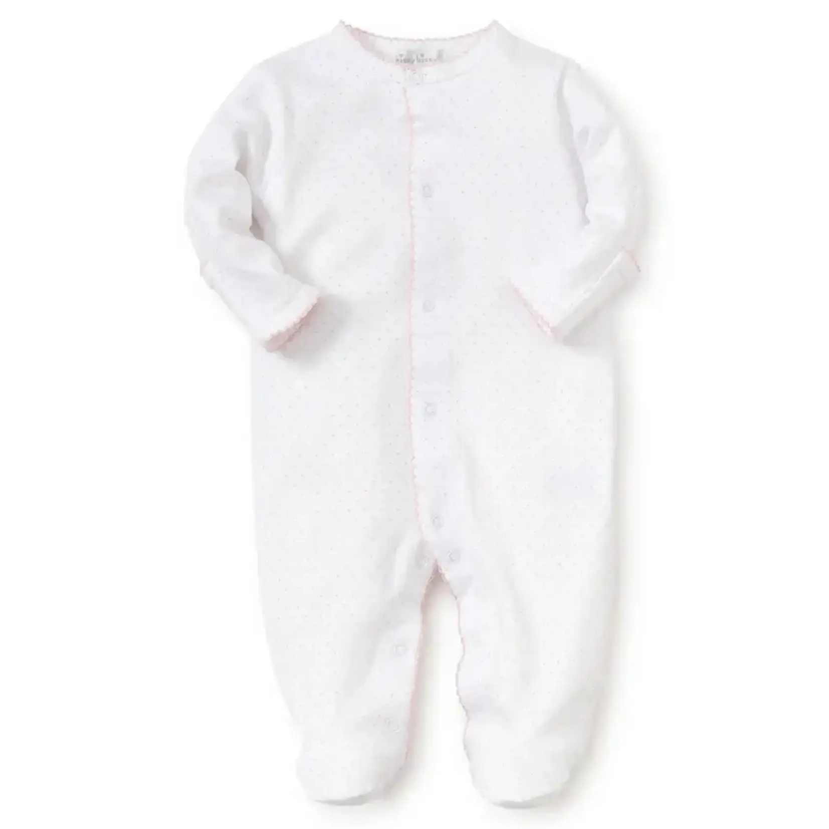 Kissy Kissy Kissy Kissy White/Pink Dots Print Footie With Hat