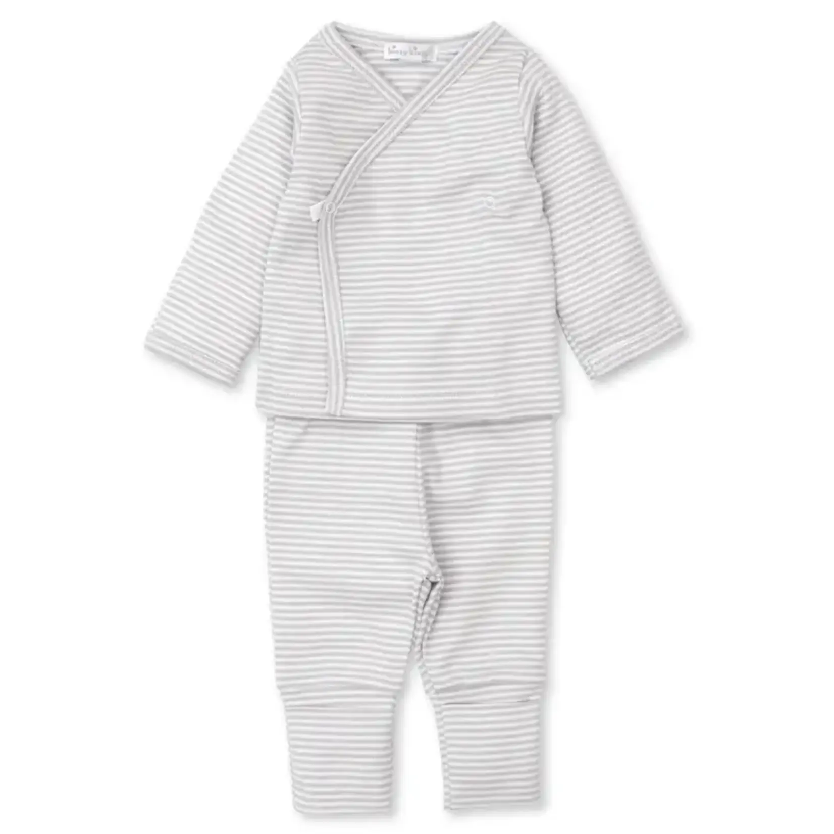 Kissy Kissy Kissy Kissy Silver/White Stripes Footed Pant Set With Hat