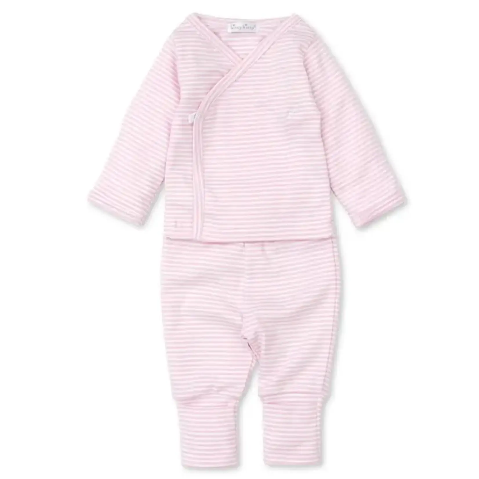 Kissy Kissy Kissy Kissy Pink/White Stripes Footed Pant Set