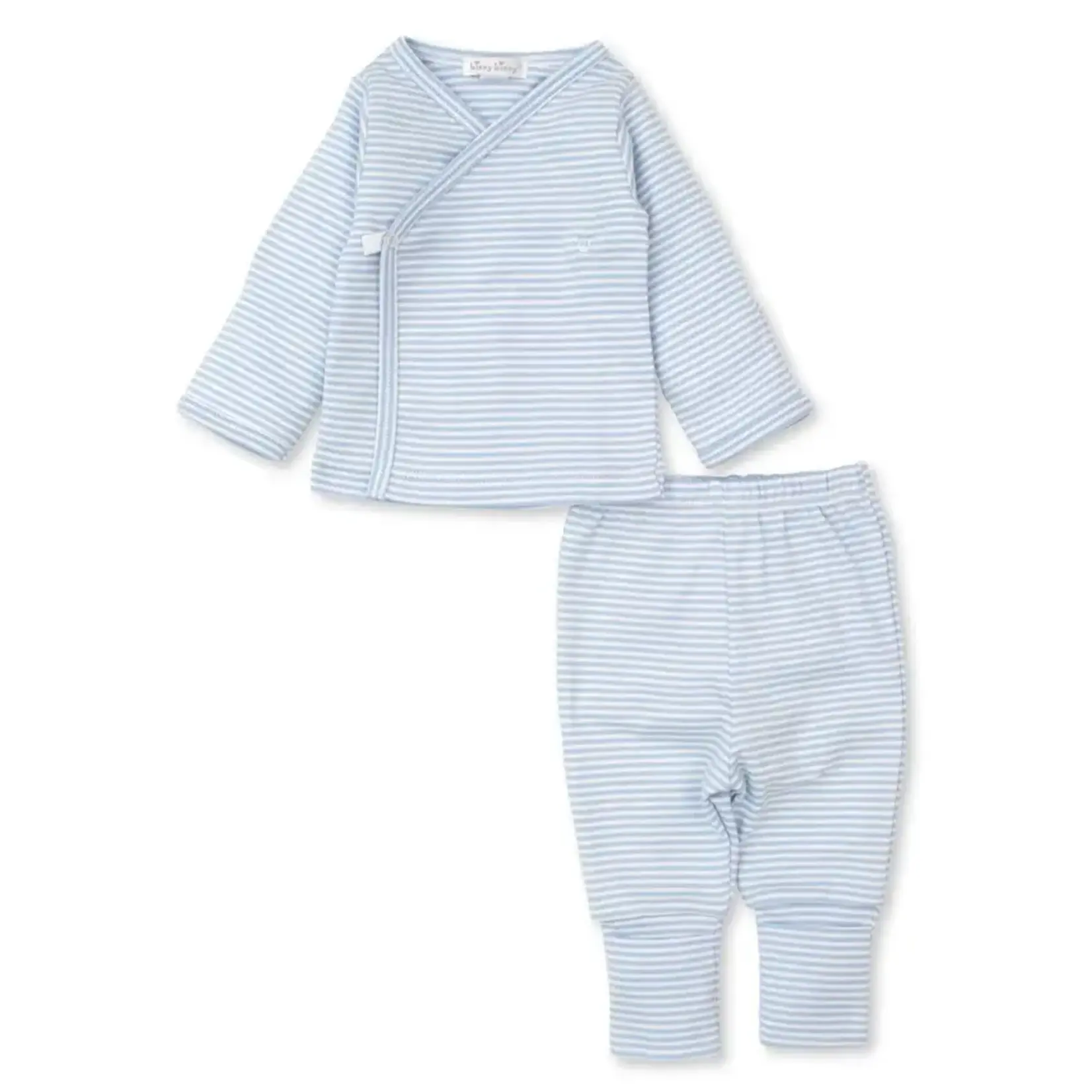 Kissy Kissy Kissy Kissy Light Blue Stripes Footed Pant Set