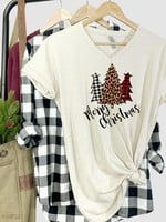 Top Crate Merry Christmas Plaid & Leopard Tee