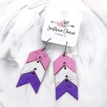 Southern Charm Mini Arrow Corkies 2.5" Earrings Pink White Purple