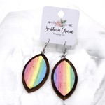 Southern Charm Walnut Leaf Rainbow Vintage 1.7" Earrings