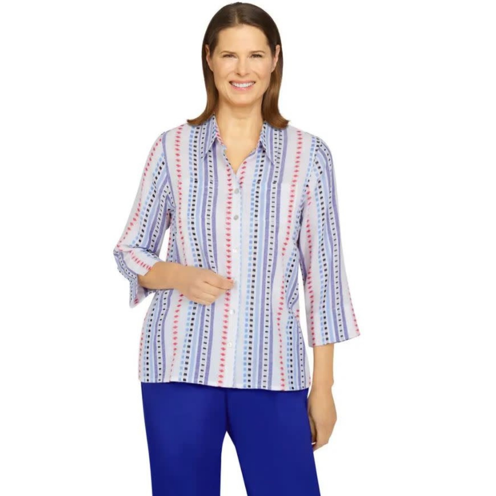 Alfred Dunner Dobby Button Down Shirt Petite