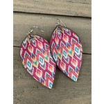 Jill's Jewels Pink Aztec Leather Earrings