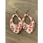 Jill's Jewels Orange Floral Cork & Leather Teardrop Earrings