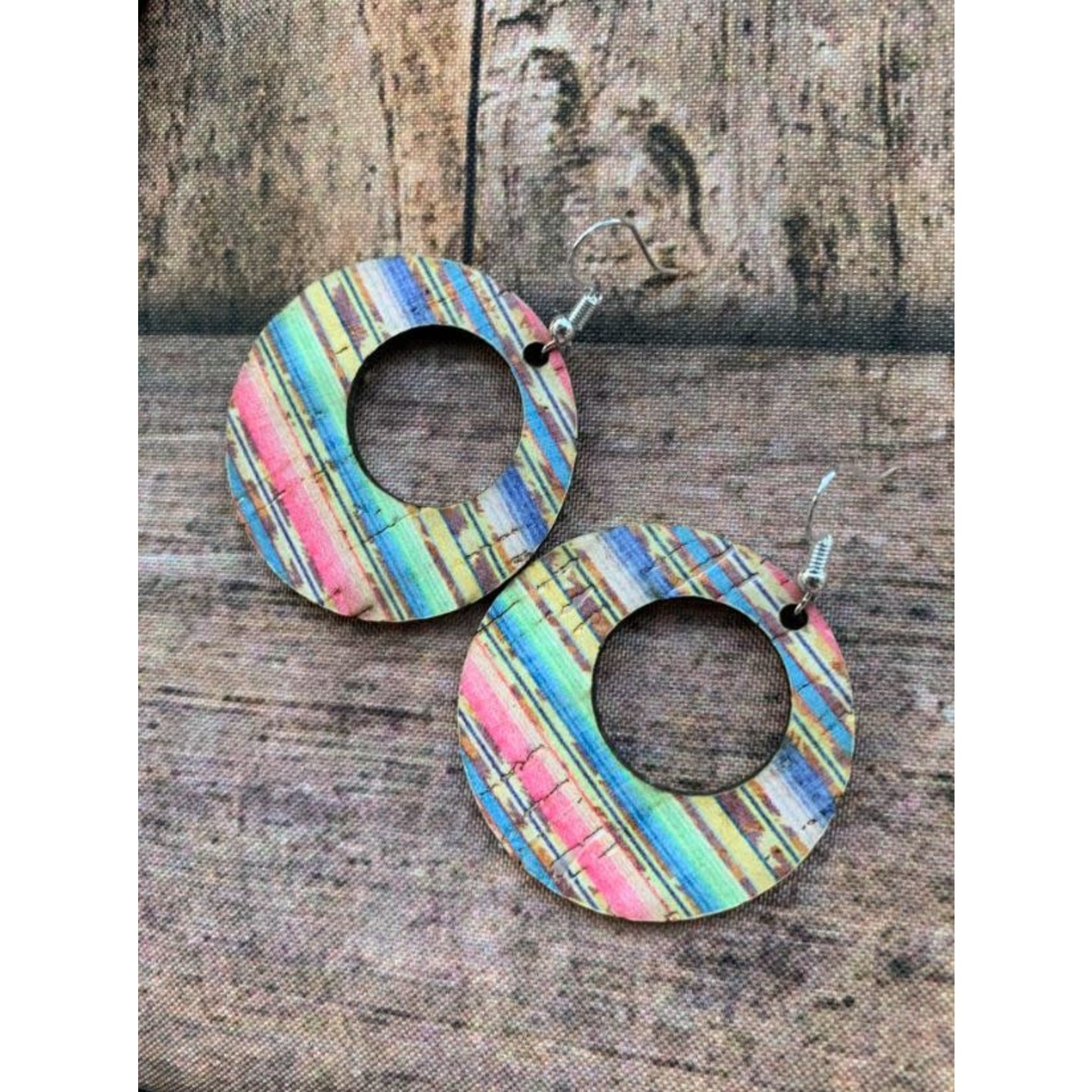 Jill's Jewels Rainbow Serape Cork Earrings