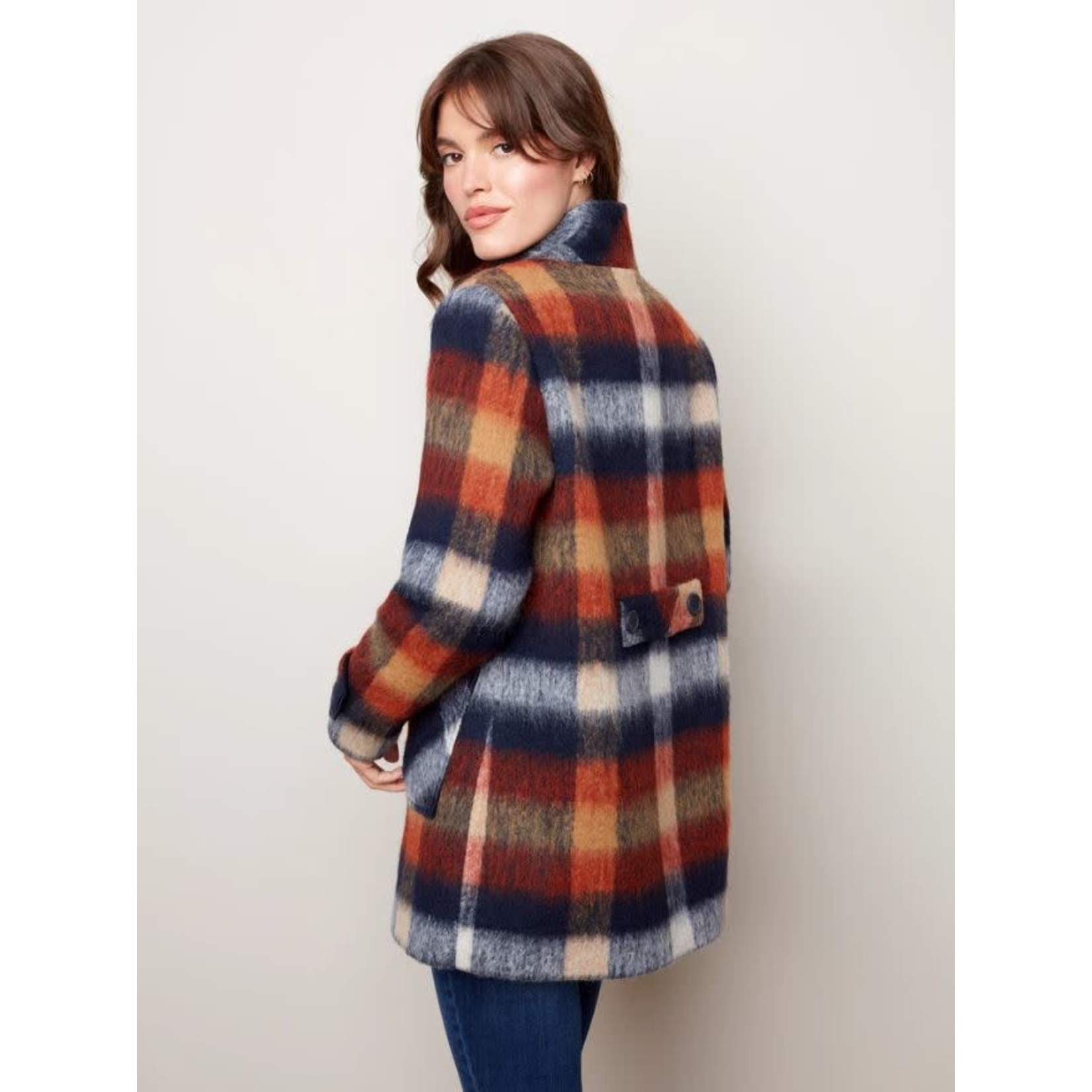 Charlie B Brushed Wool Plaid Coat Spice