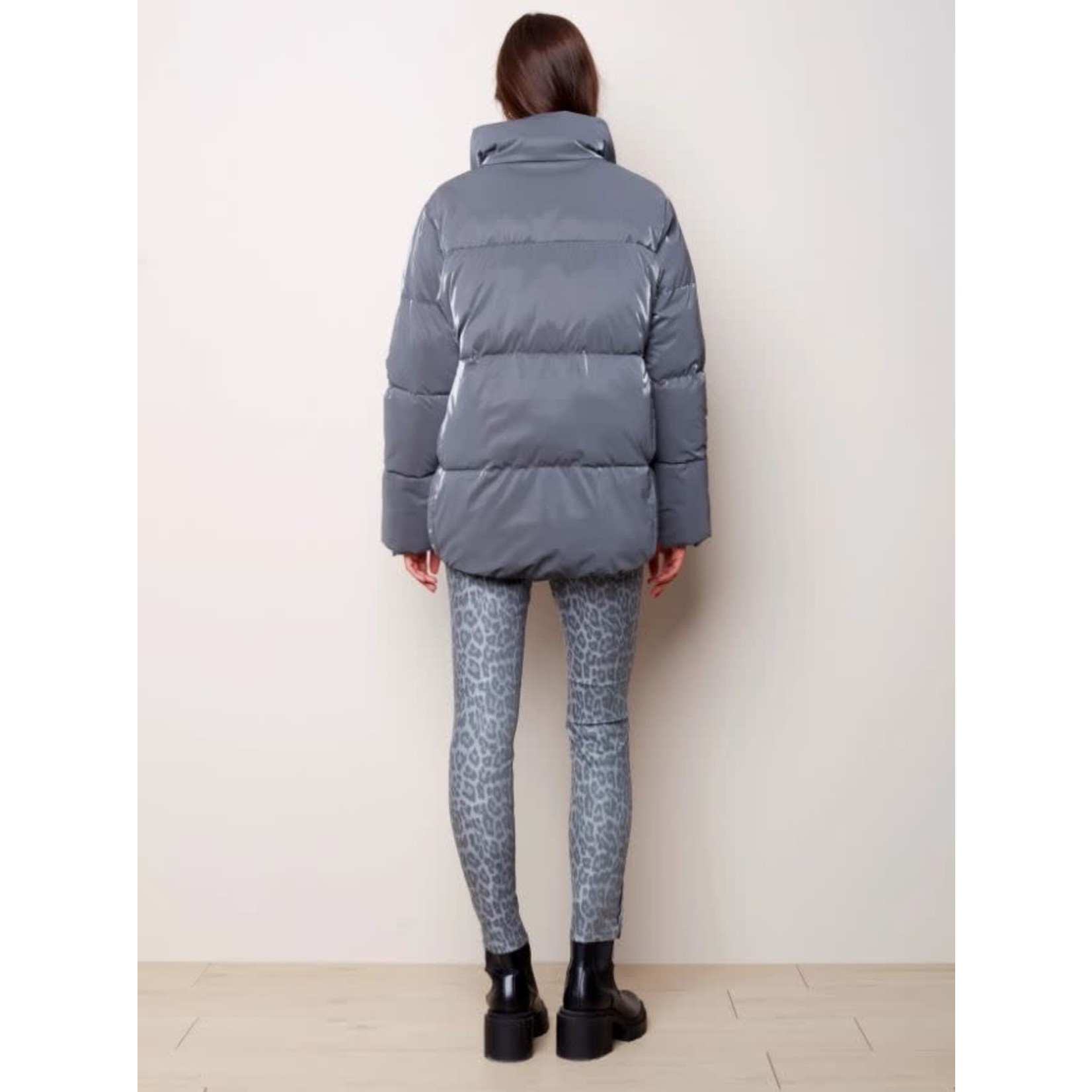 Charlie B Iridescent Solid Puffer Coat