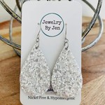 Jewelery By Jen Chunky White Glitter Teardrop Earrings Medium