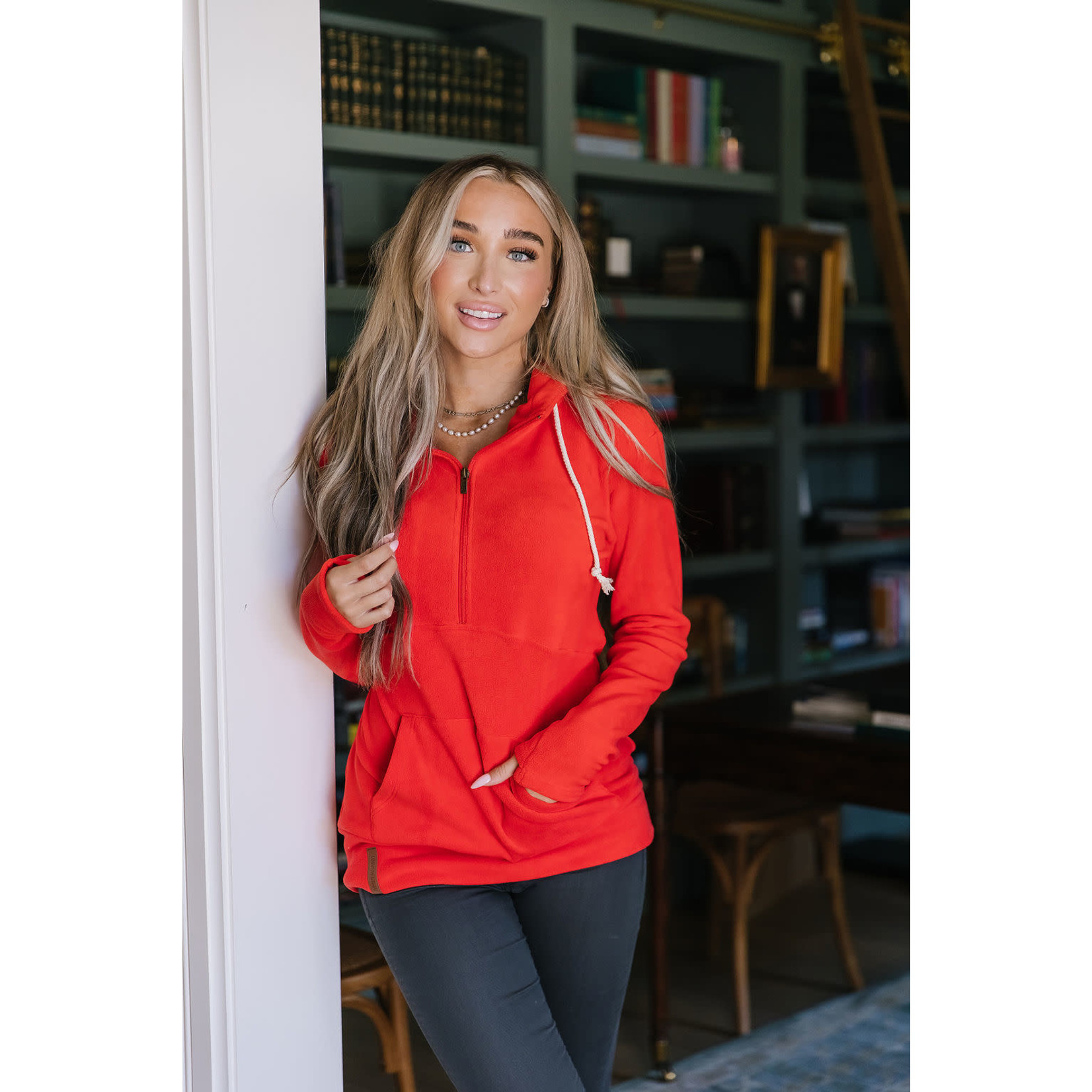 Ampersand Avenue Halfzip Sweatshirt Cozy Cutie Cherry