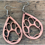 Jill's Jewels Dog Paw Wood Cutout Earrings