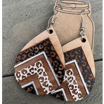 Jill's Jewels Leopard Engraved Black & White Hand Painted Wood Earrings