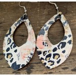 Jill's Jewels Leopard & Floral Cork & Leather Teardrop Earrings