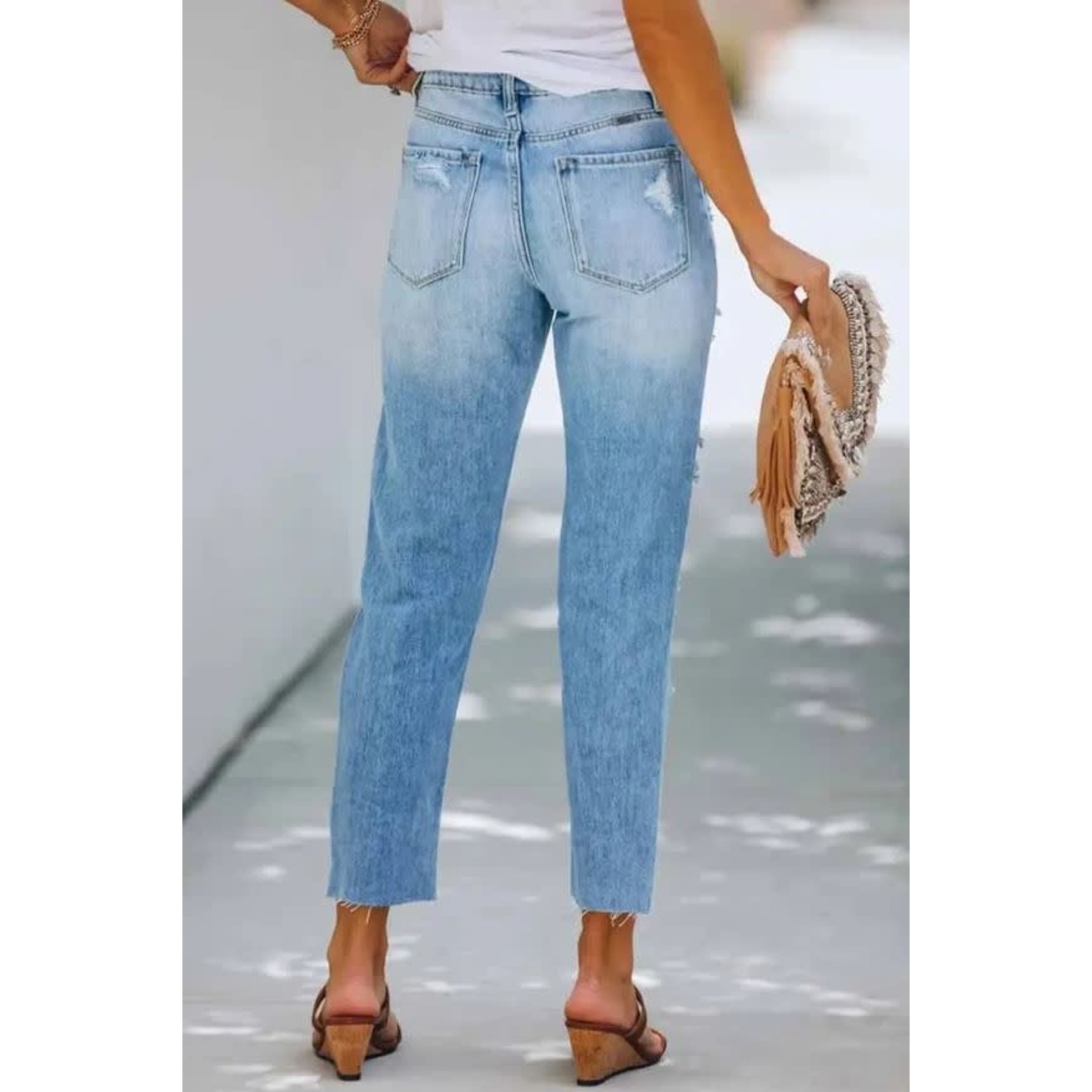 GGS Distressed Washed Out Cropped Denim