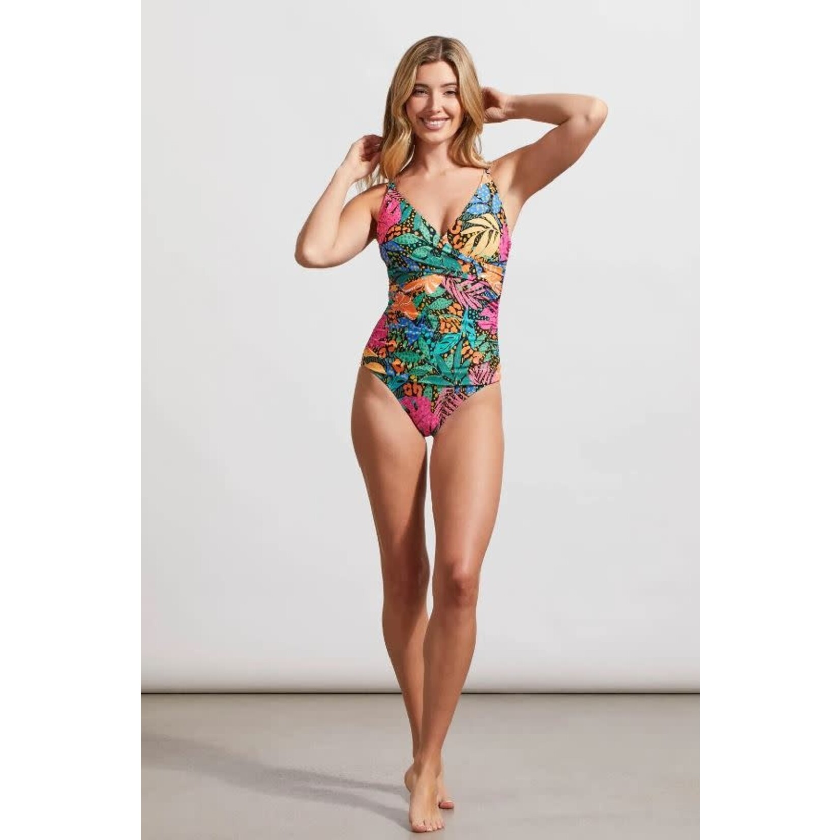 Tribal Wrap Front One Piece Swimsuit