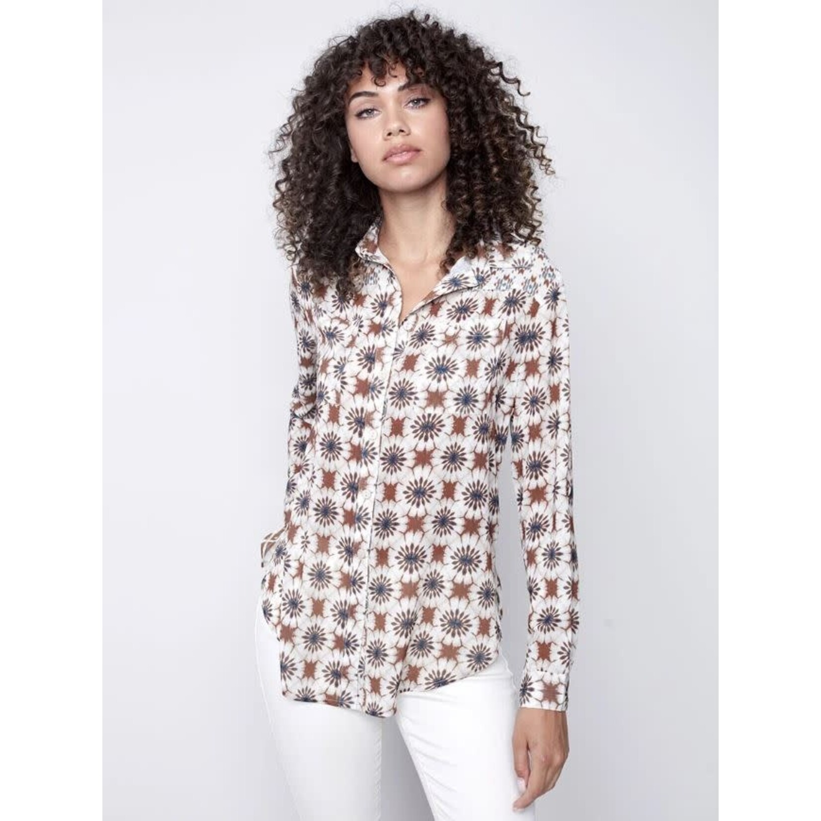 Charlie B Printed Crepe Blouse