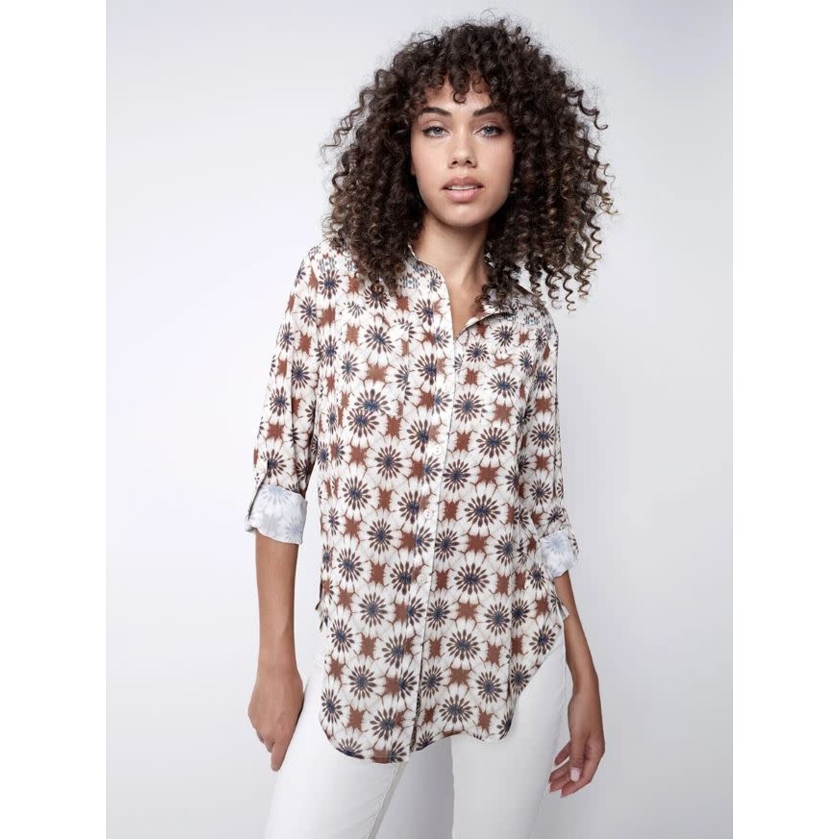 Charlie B Printed Crepe Blouse