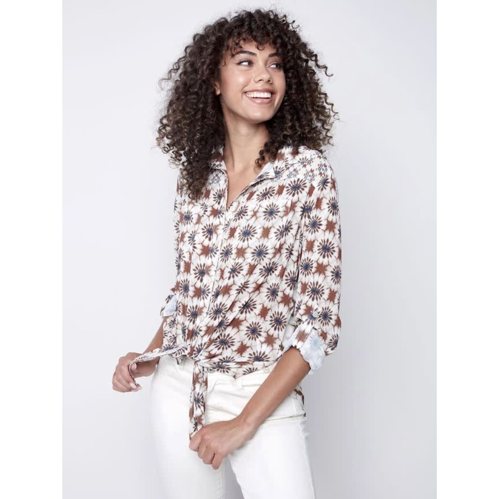 Charlie B Printed Crepe Blouse