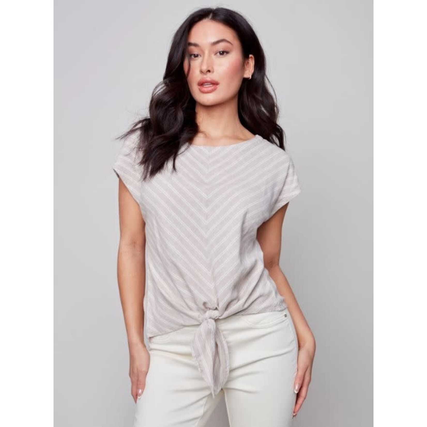 Charlie B Cap Sleeve Front Tie Top