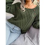 GGS Cable Knit Button Detail Sweater Army Green