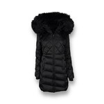 Oxygen Mid Length Fur Trim Hooded Jacket