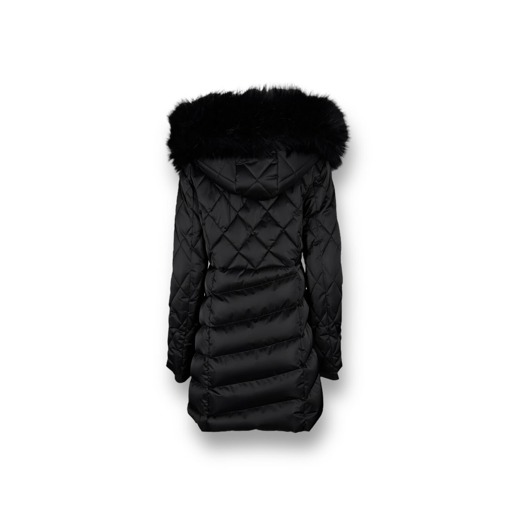 Oxygen Mid Length Fur Trim Hooded Jacket