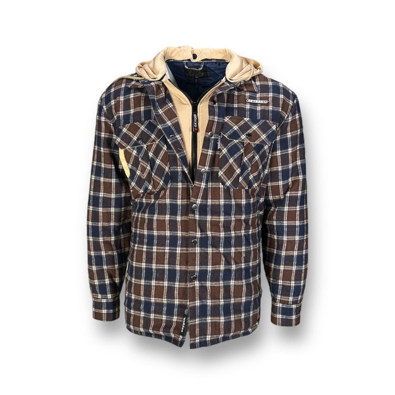 Oxygen Lined Plaid Shirt Jacket With Hoodie