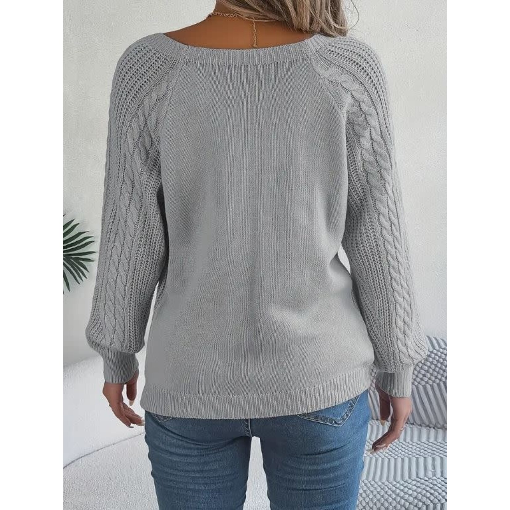 GGS Button Detail Knit Sweater Silvery Grey