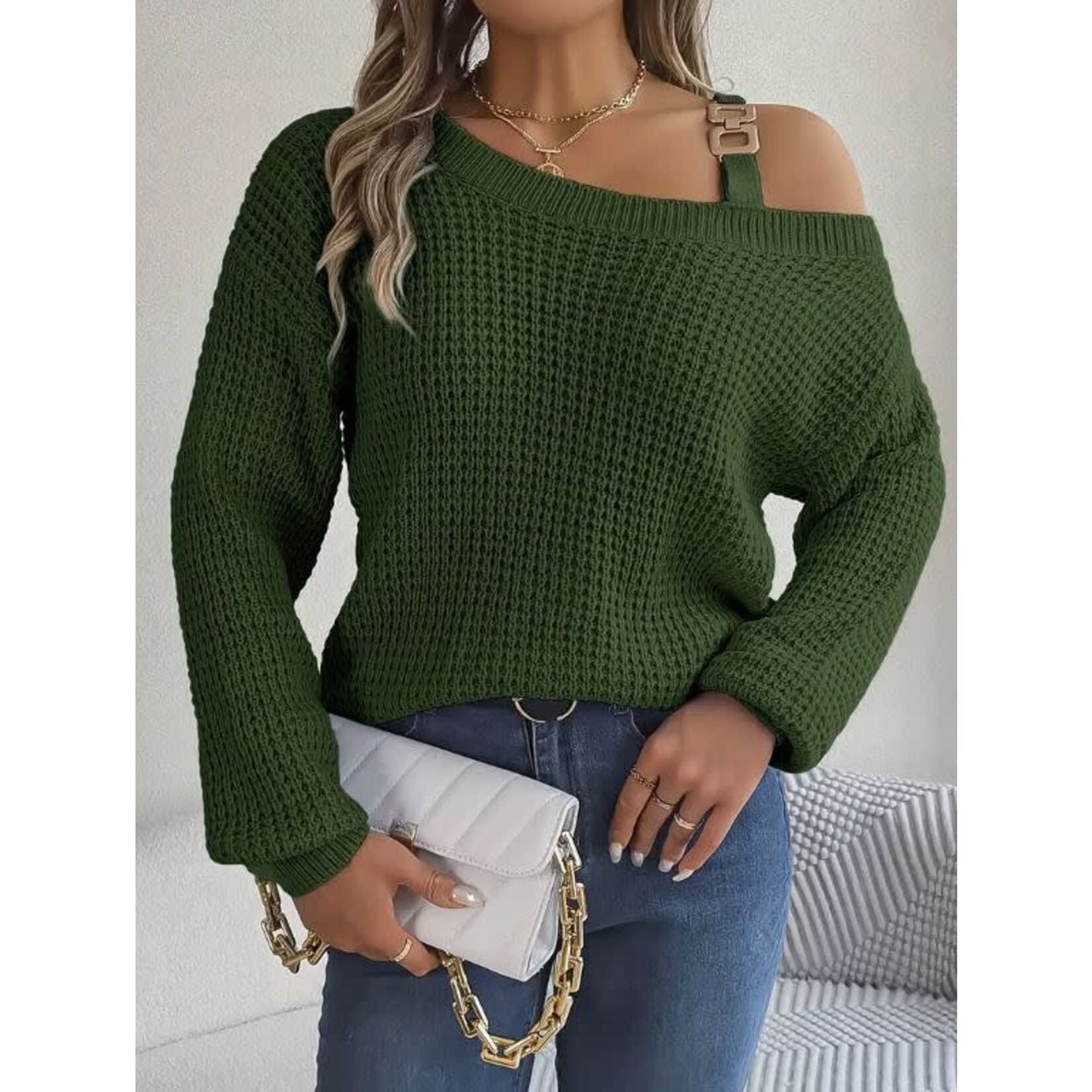 GGS Tami Cold Shoulder Sweater Army