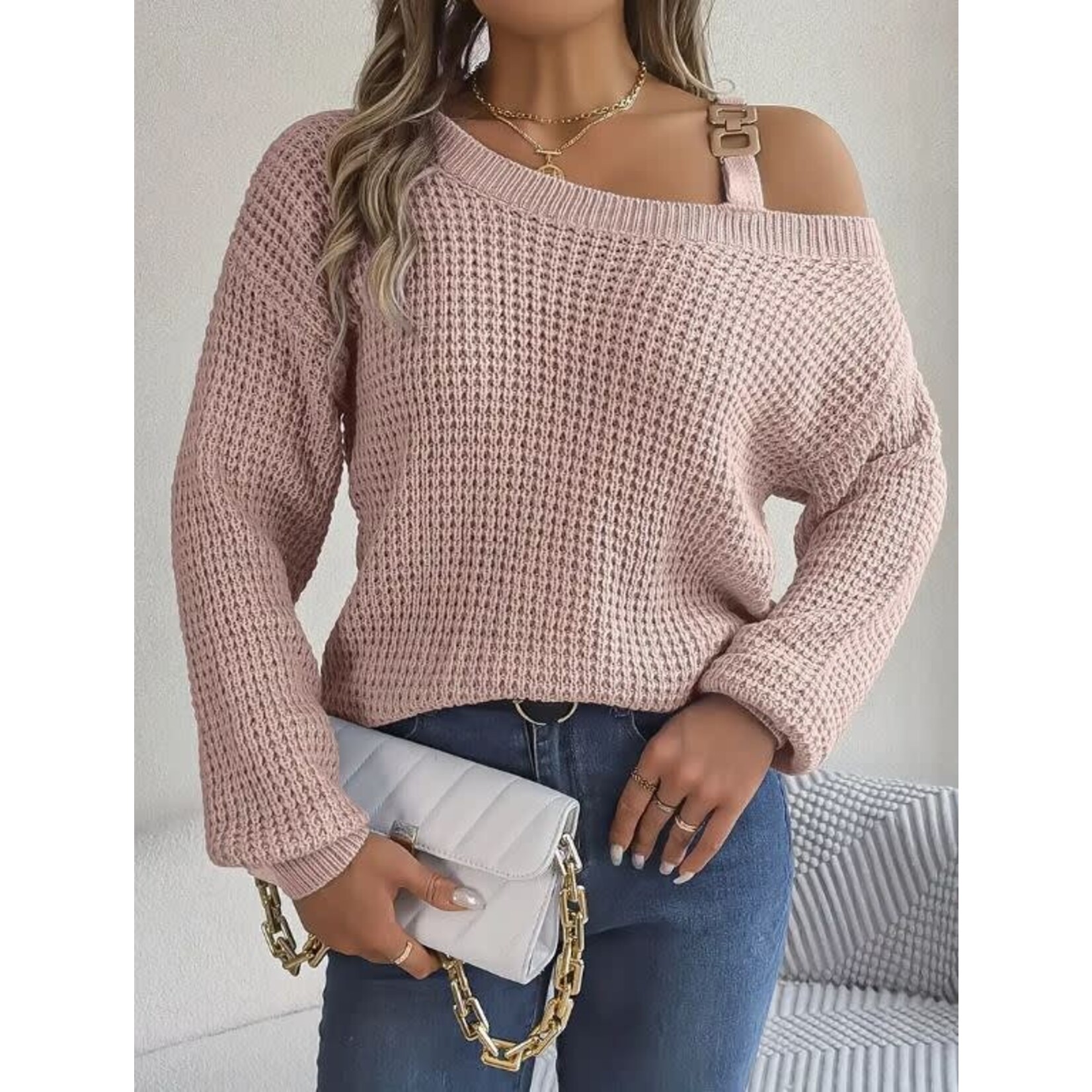 GGS Tami Cold Shoulder Sweater Baby Pink