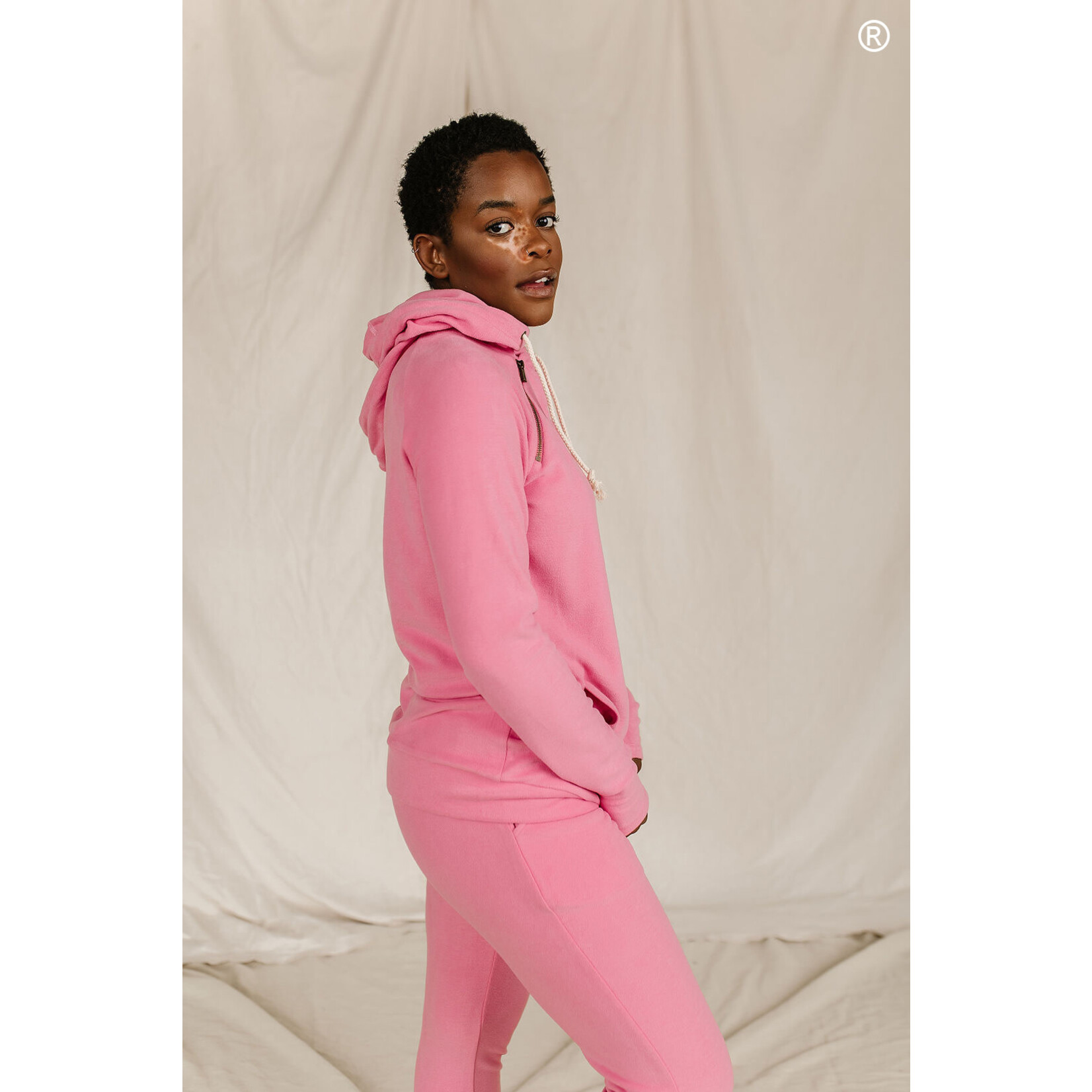 Ampersand Avenue Performance Fleece Doublehood - Pink Tulip