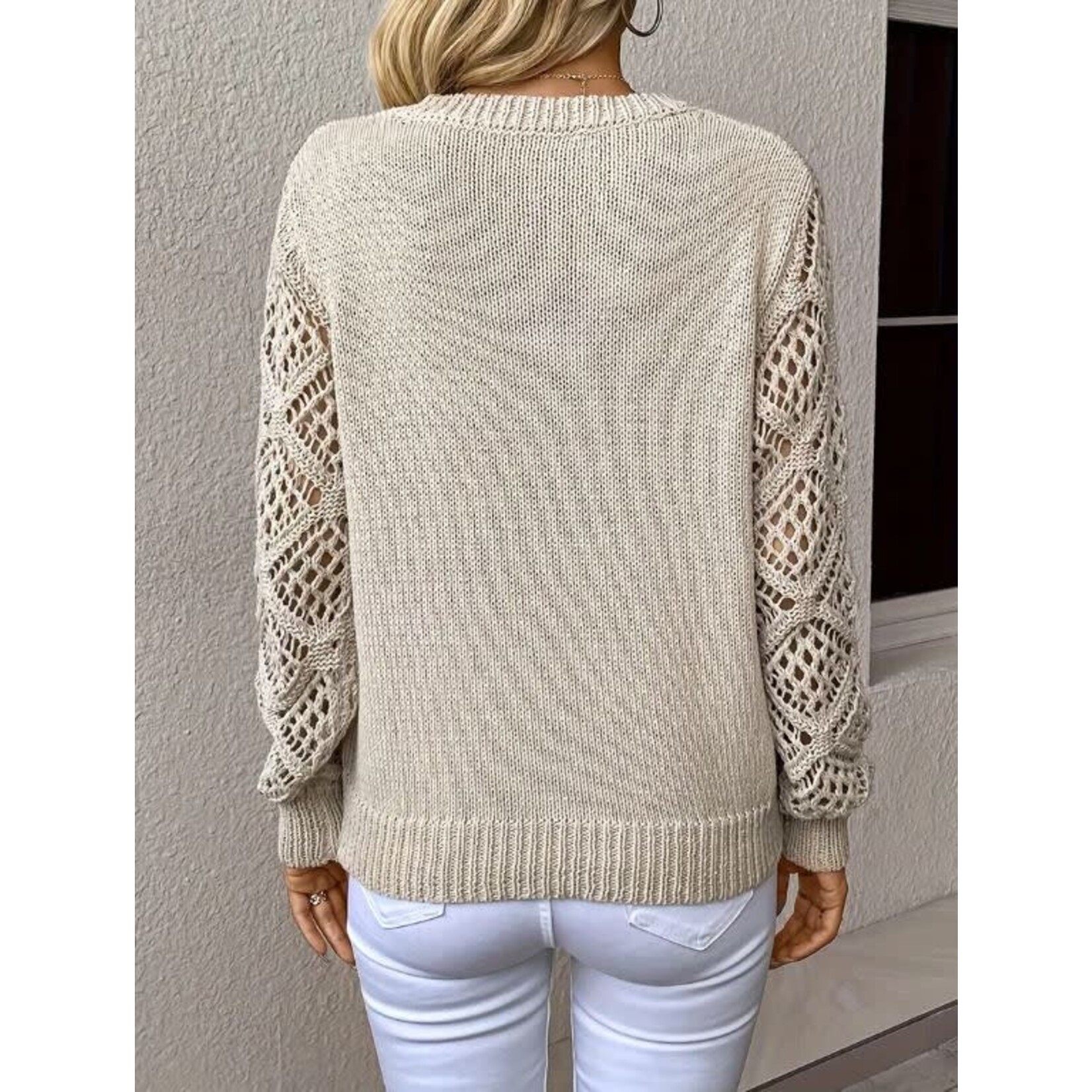 GGS Lyndsey Crochet Sleeve Sweater Apricot
